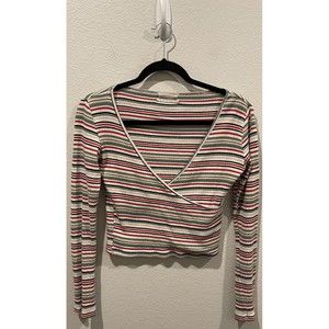 URBAN OUTFITTERS Multicolor Striped Long Sleeve Crop Top